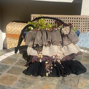 Mary Francis brown ruffled bag